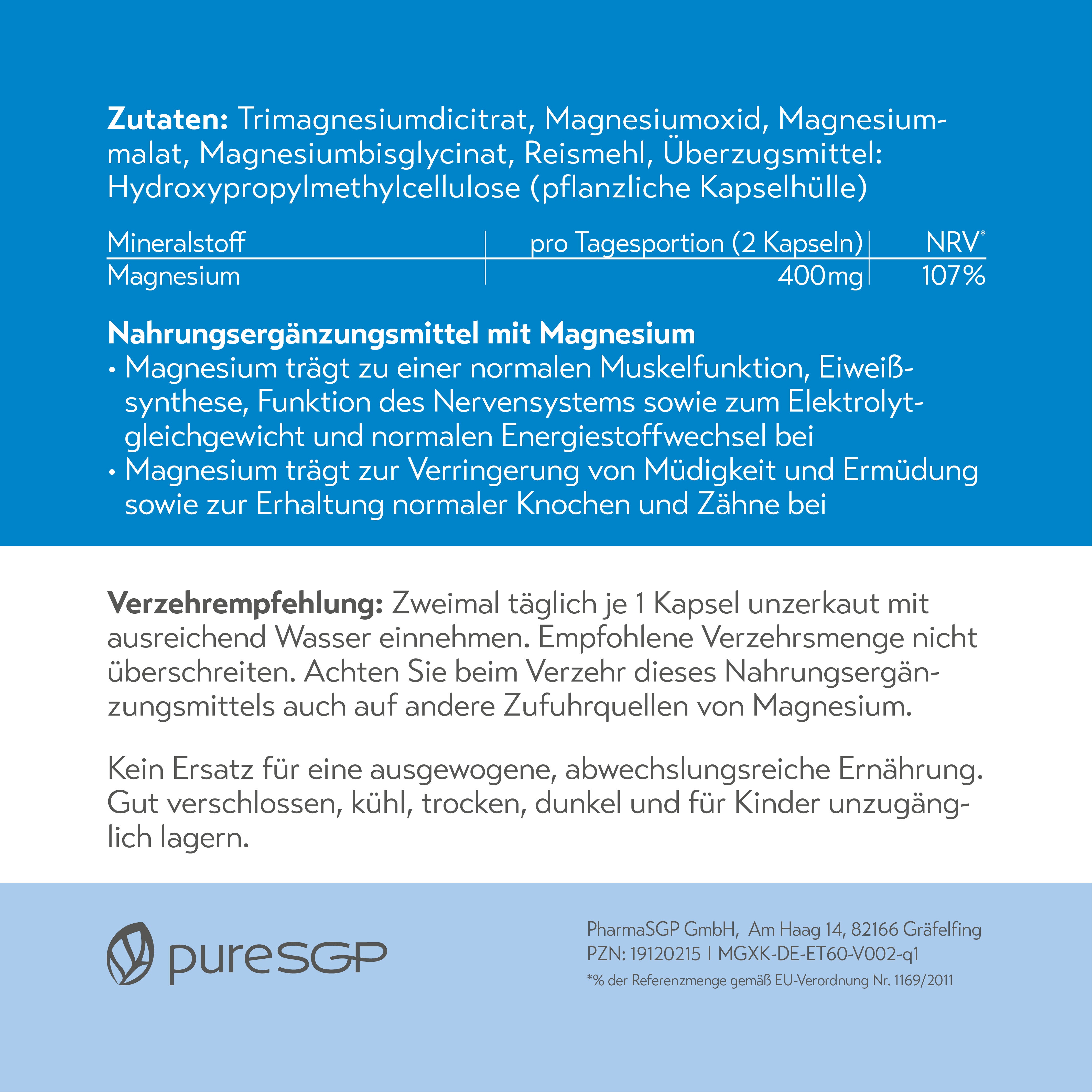pureSGP MAGNESIUM KOMPLEX 400mg